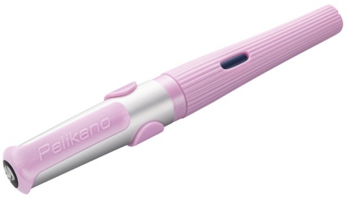 Stilou Structure, penita M, grip ergonomic, pentru dreptaci, 1 patron mare albastru inclus, culoare roz deschis, in cutie de carton, Pelikan